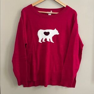 Sundance Mighty Polar Bear red/fuschia sweater size large